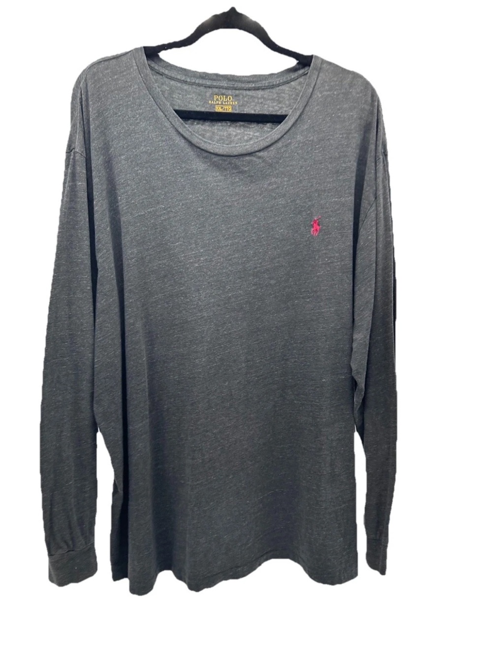 Polo by Ralph Lauren Charcoal Long Sleeve Tee with Pink Pony